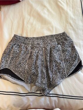 lululemon athletica Black and White Floral-Print Athletic Shorts